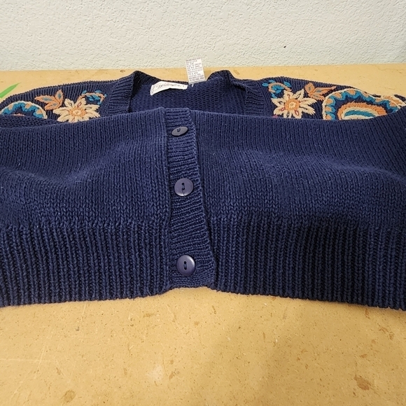 Vintage Worthington Embroidered Blue Cardigan M - Picture 2 of 13